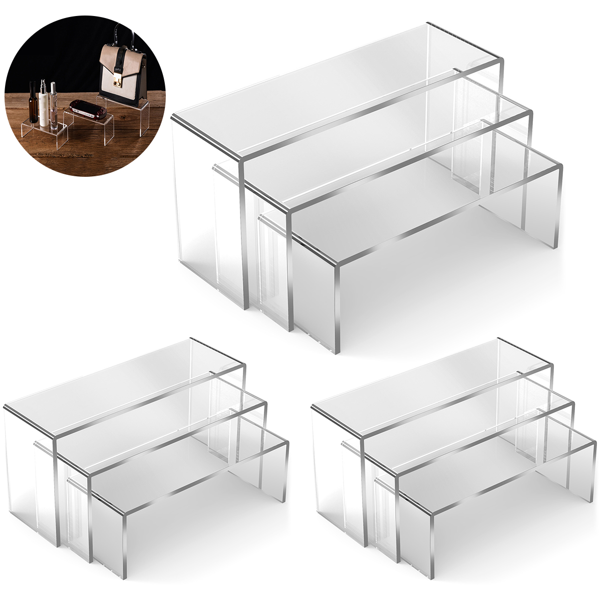 Display Risers Set - 3/6/9 pezzi espositore in acrilico scatola